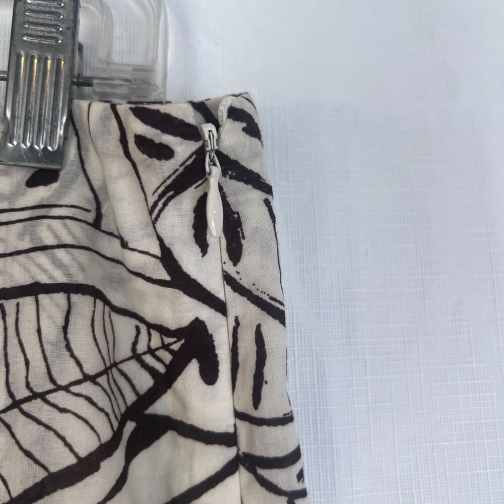 Casual Corner Aline Pleated Skirt 100% Cotton Lined Abstract Boho Size 10 Soft - Picture 5 of 10
